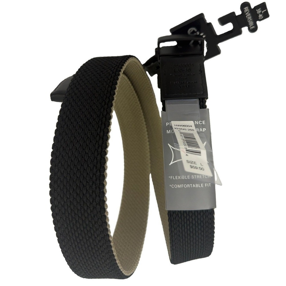 Callaway Men's Golf Performance Reversible Strap Flex Belt Black/khaki Size L Nw